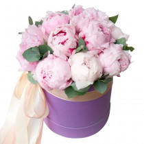 Peonies in a hat box